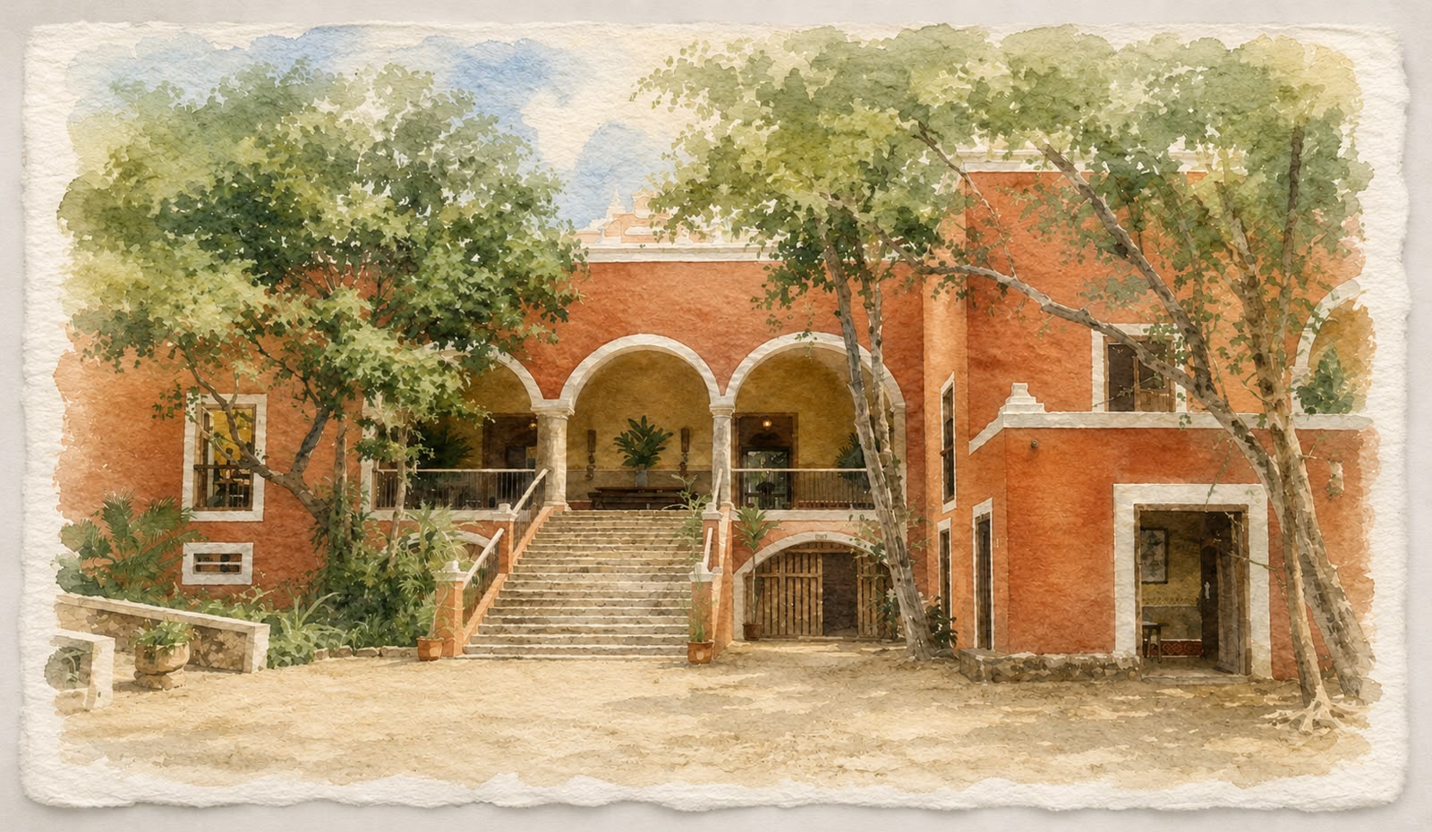 Acuarela de la Hacienda Itzincab de Cámara